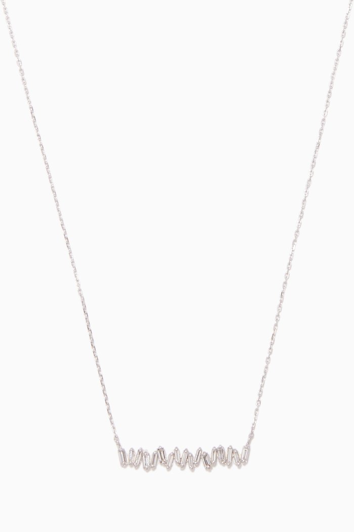 

White-Gold & Baguette Diamond Necklace, Silver
