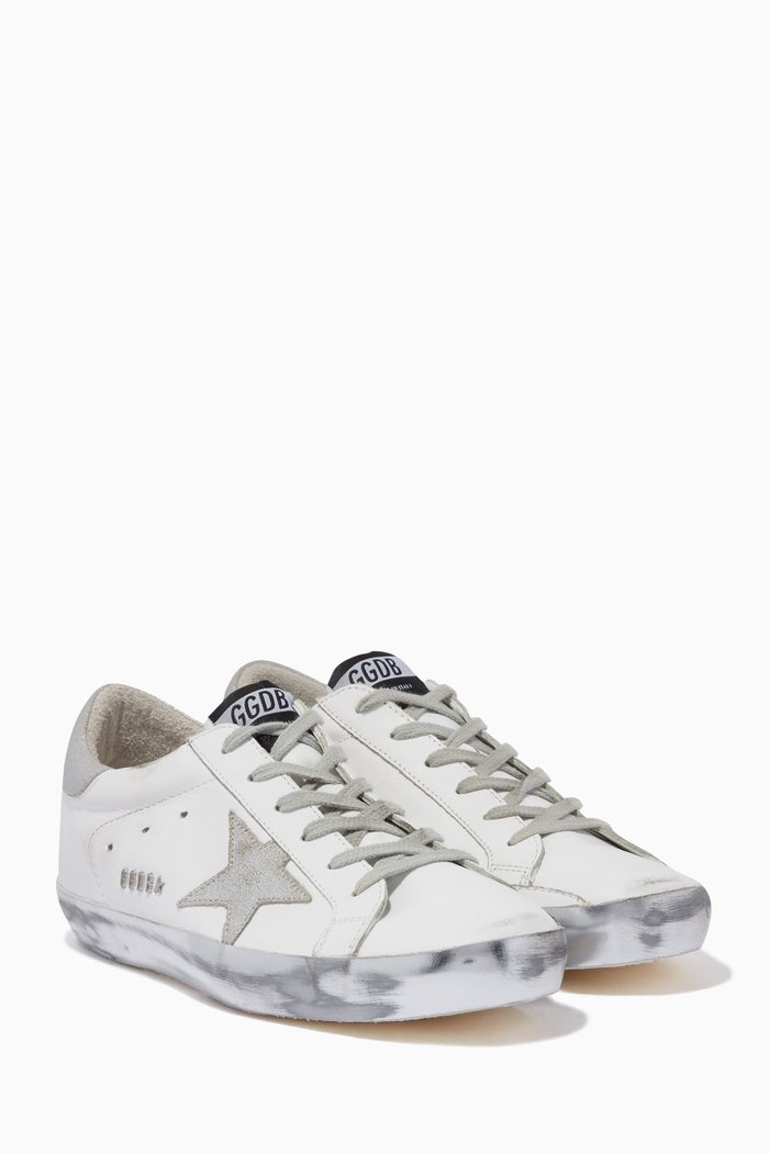 

White & Silver Sparkle Low-Top Superstar Sneakers
