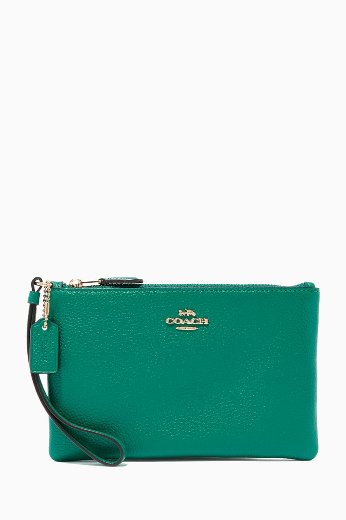 

Small Wristlet in Pebble Leather, Green