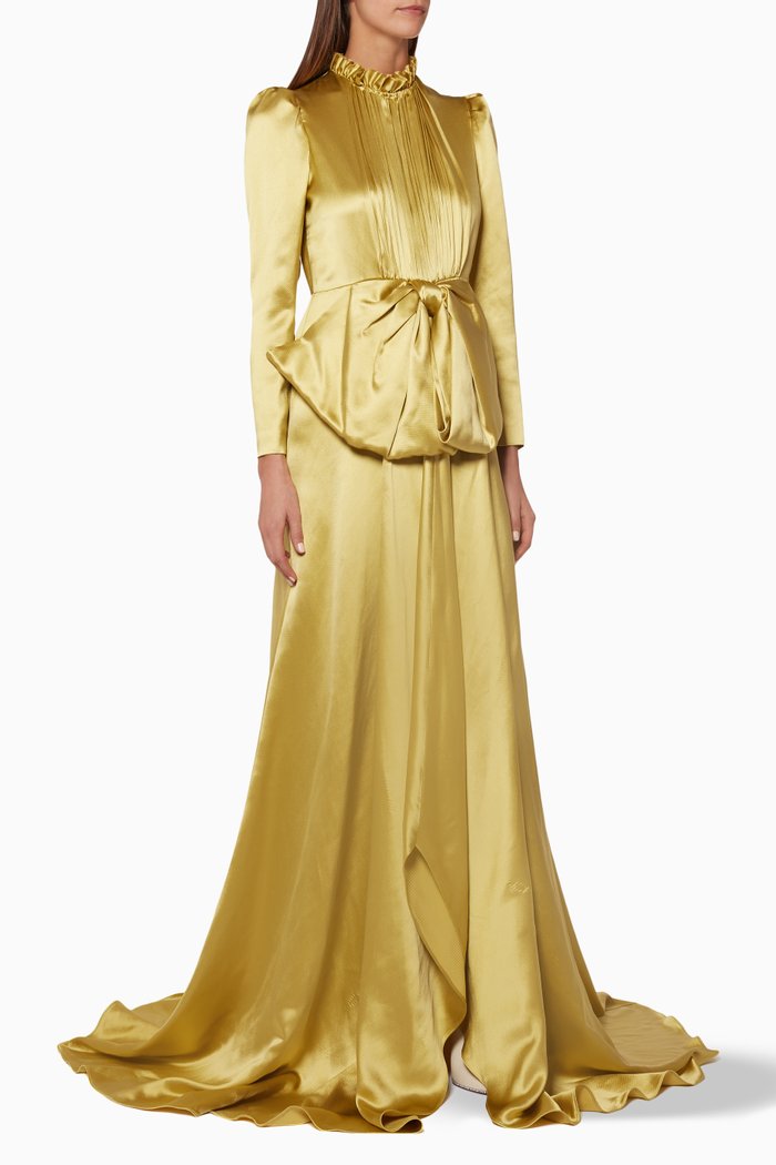 

Lime Bow-Detail Silk Gown, Green