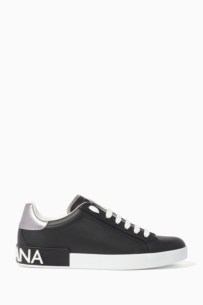 

Black & Silver Portofino Logo Sneakers