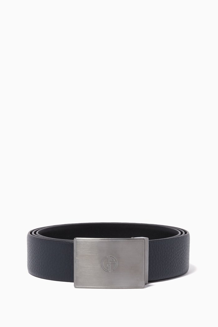 

Reversible Leather Belt, Blue