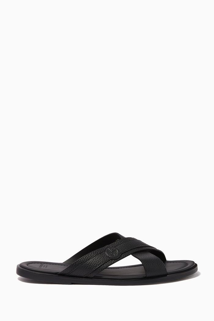 

Sandals with Crossover Straps, Black