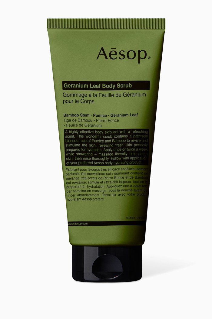

Geranium Leaf Body Scrub, 180ml, Colourless