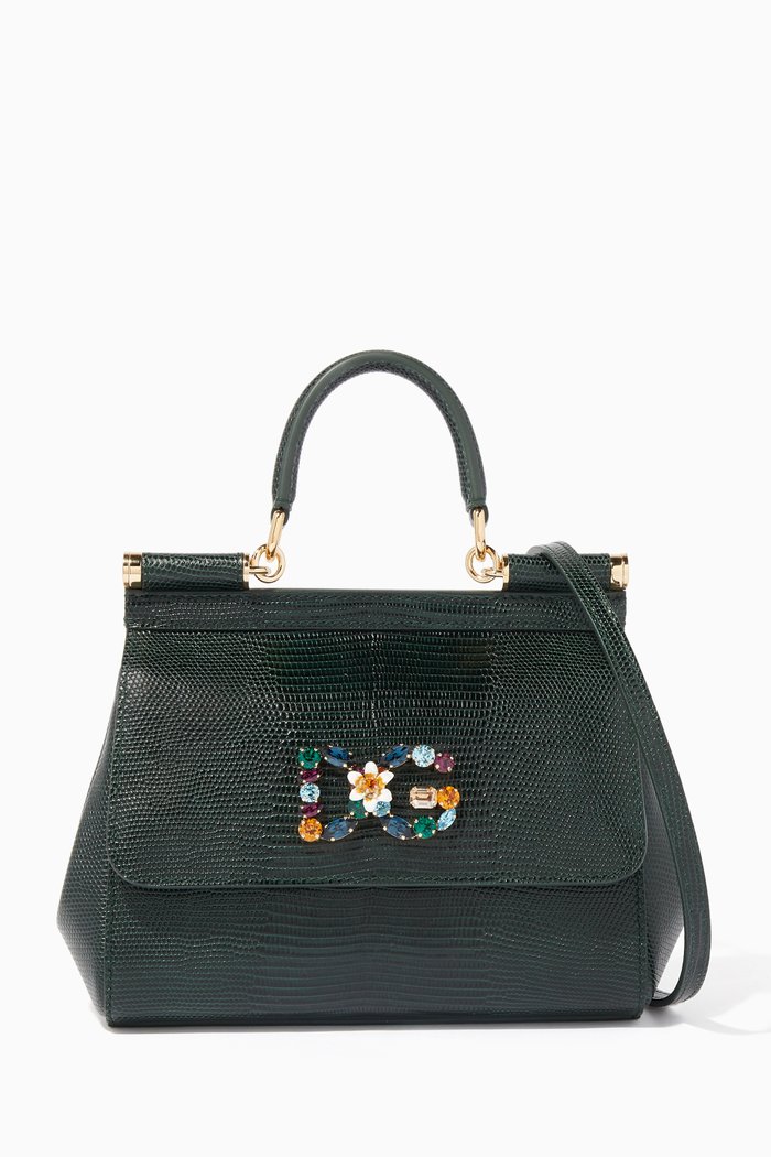 

Dark-Green Small Iguana-Effect Miss Sicily Shoulder Bag