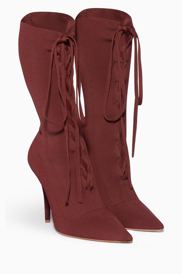 

Burgundy Lace-Up Boots, Red