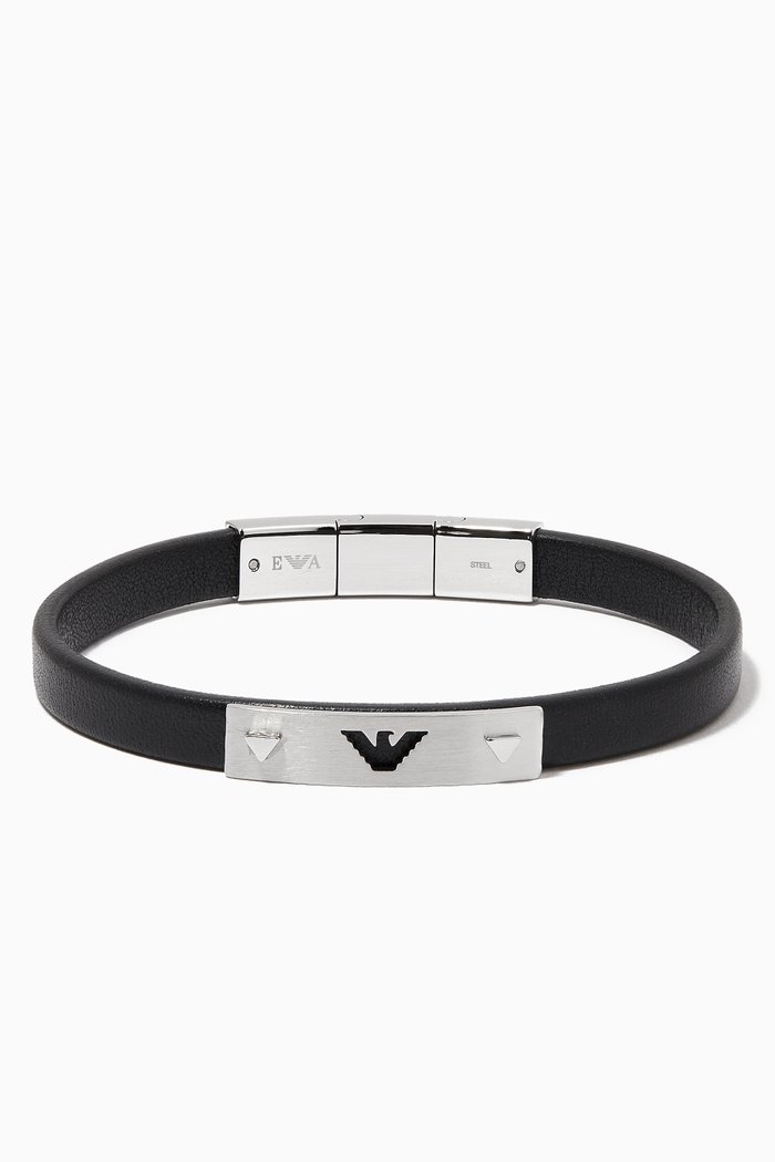 

EA Eagle Bracelet in Leather & Steel, Multicolour
