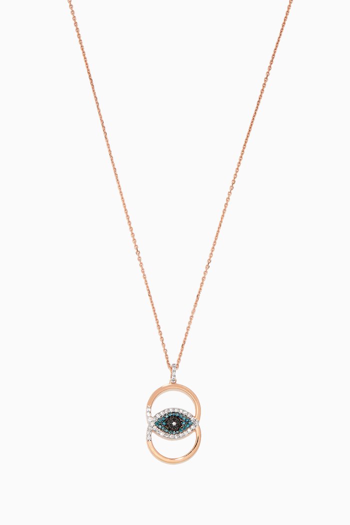 

Rose-Gold & Eye Light Double Hoop Necklace