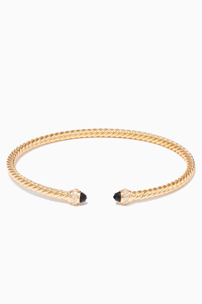 

Gold & Onyx Cable Spira Bracelet, Yellow