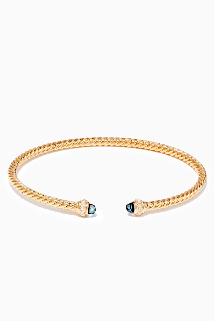 

Cable Spira® Blue Topaz & Diamond Bracelet, Yellow
