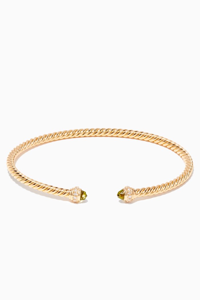 

Gold & Peridot Cable Spira Bracelet, Yellow