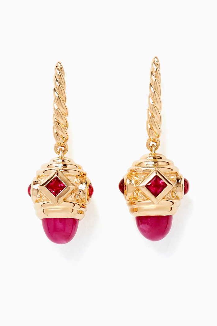 

Gold & Ruby Renaissance Drop Earrings, Yellow