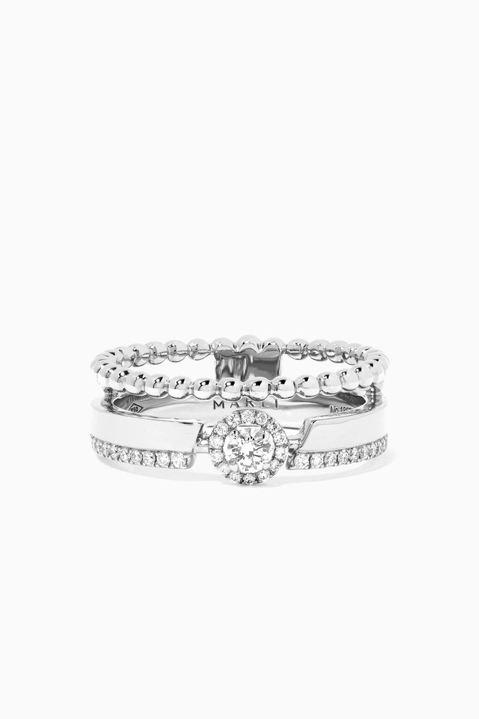 

Rock Circle Double-strand Diamond Ring in 18kt White Gold, Silver