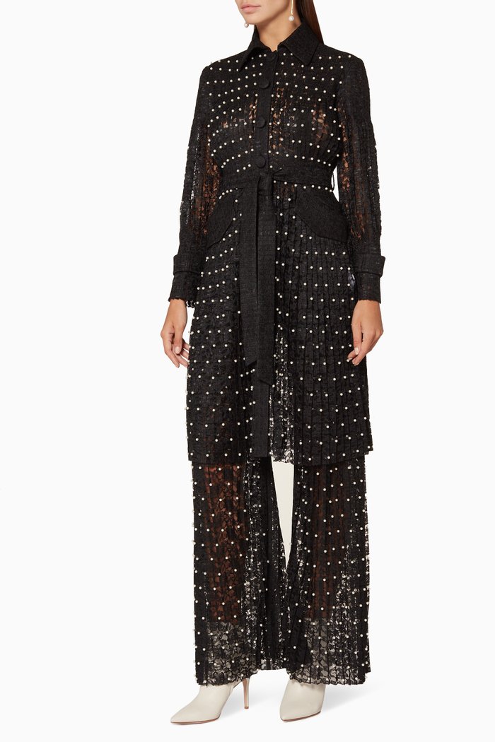 

Black Sylvia Pleated Trench Coat