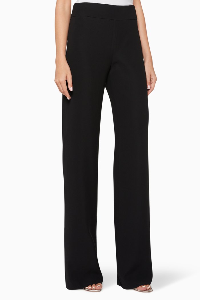 

Wide-Leg Crepe Pants, Black