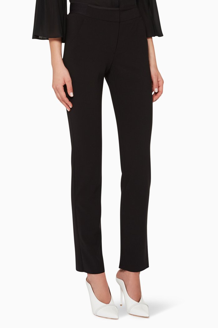 

Slim Fit Crepe Pants, Black