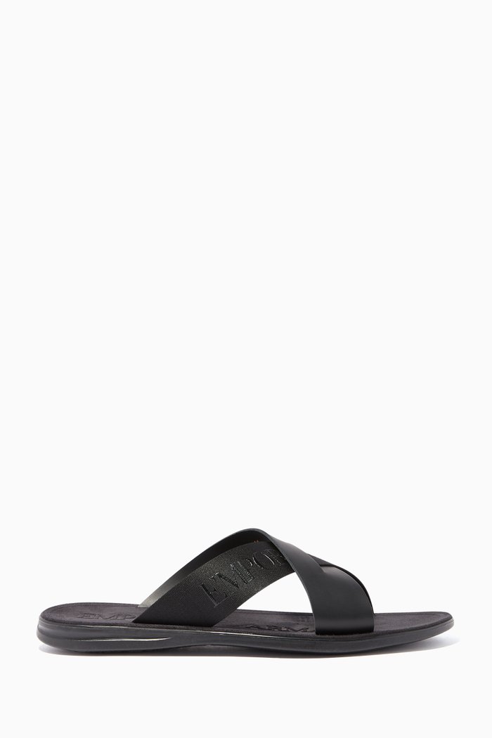 

Black Cross-Over Logo Sandals