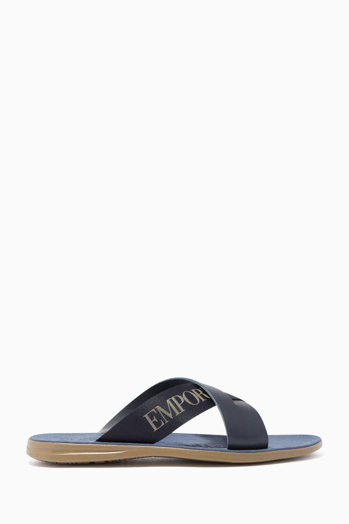 

Blue Cross-Over Logo Sandals