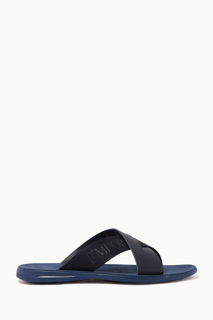 

Logo Criss-Cross Leather slides, Blue