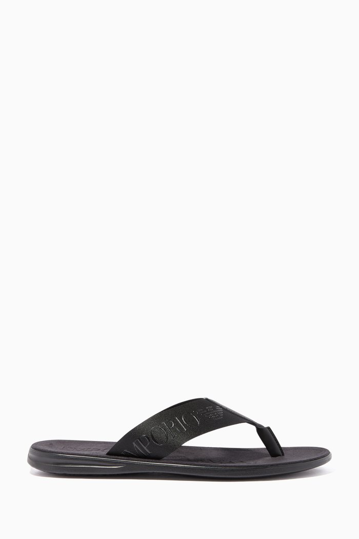

Black Logo Flip-Flop Sandals