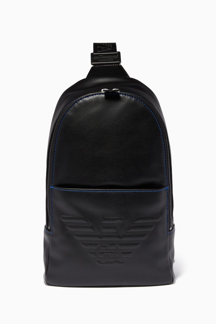 Black Cross-Body Logo Backpack