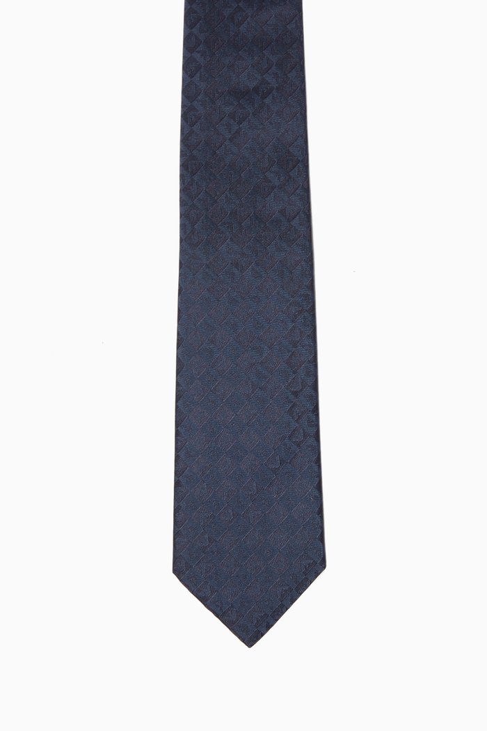 

Eagle Tile Silk Jacquard Tie, Blue