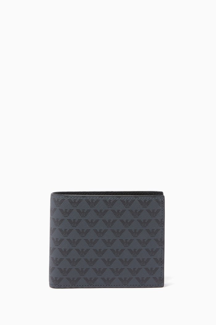 

Navy All-Over Eagles Logo Wallet, Black