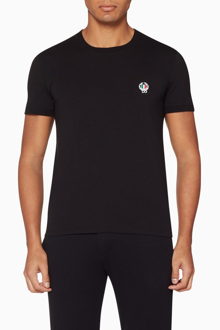 

Black Sports Crest Logo Crew T-Shirt