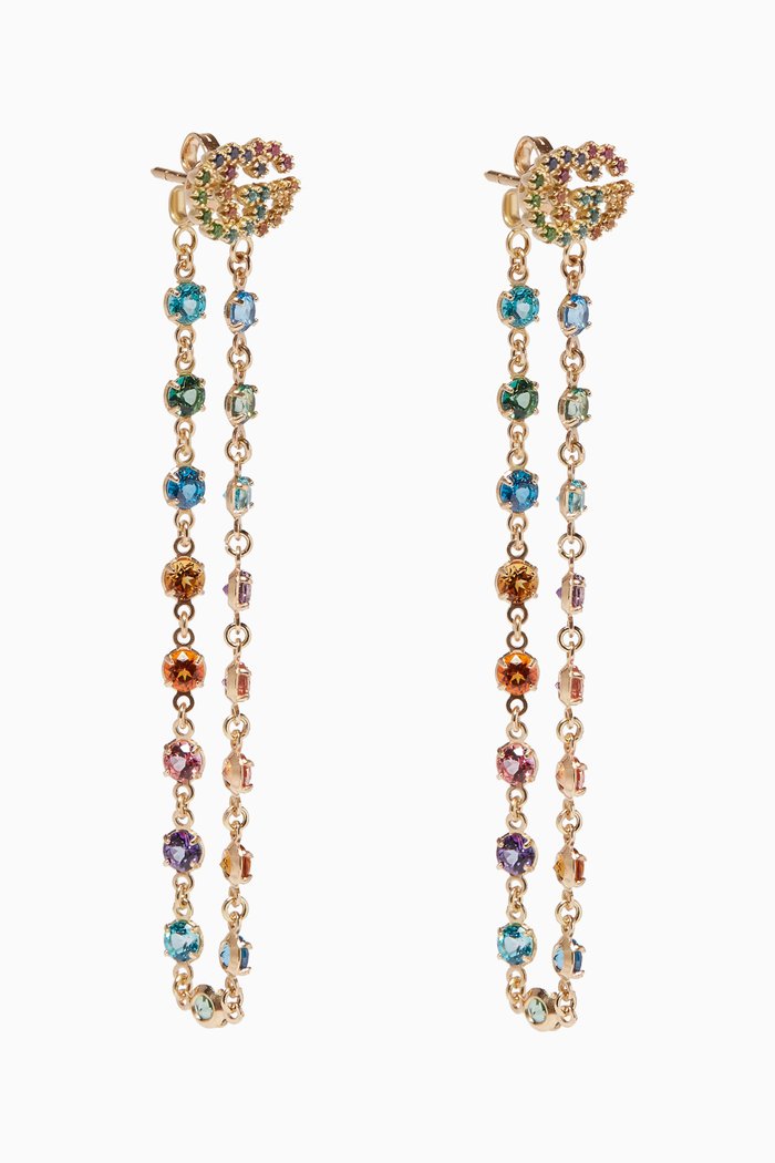 

Yellow-Gold & Multi-coloured Stone Earrings