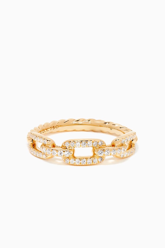

Stax Single Row Diamond Pavé Chain Link Ring in 18kt Yellow Gold, 4.5mm