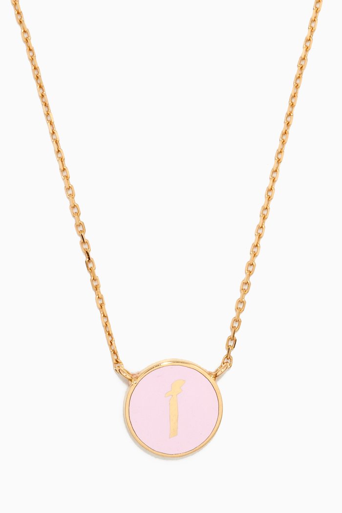 

Mina "Alef" Enamel Necklace in 18kt Yellow Gold, Pink