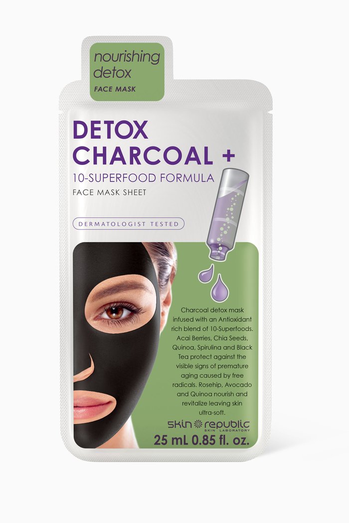 

Detox Charcoal & 10-Superfood Formula Face Mask Sheet, 25ml, Multicolour