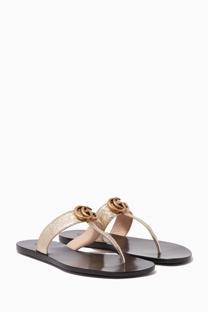 

Gold Marmont GG Leather Sandals