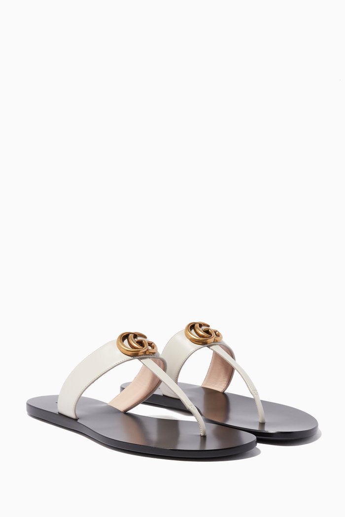 

White Marmont GG Leather Sandals