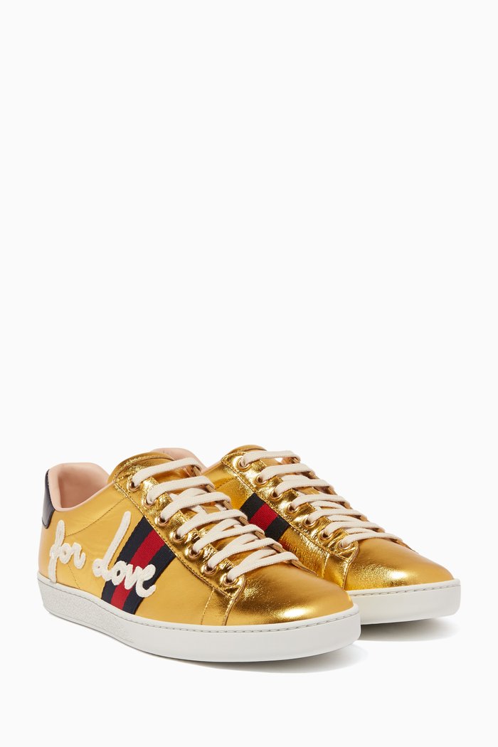 Gold Ace Leather Sneakers