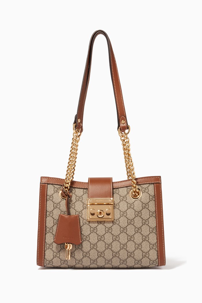 

Brown Small Padlock GG Supreme Tote Bag