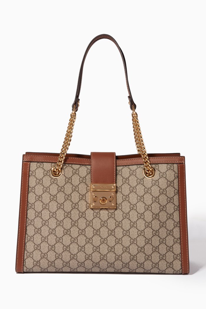 

Brown Padlock GG Medium Tote Bag