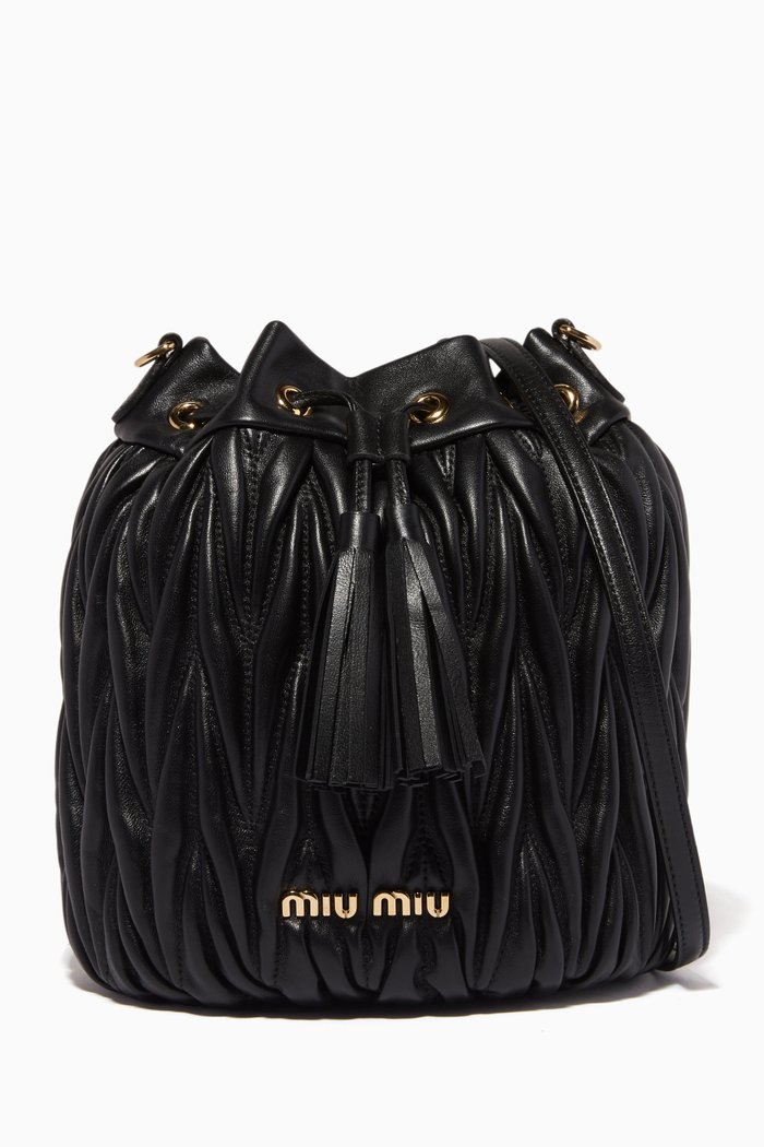 

Black Small Matelassé-Leather Bucket Bag