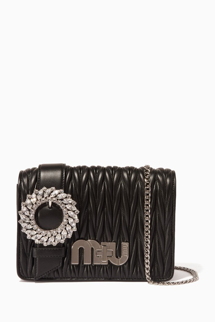 

Black Small Crystal-Buckle Evening Bag