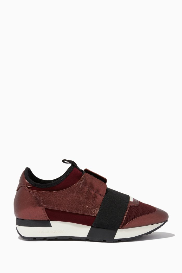 

Race Runner Sneakers in Neoprene & Metallic Leather, Red