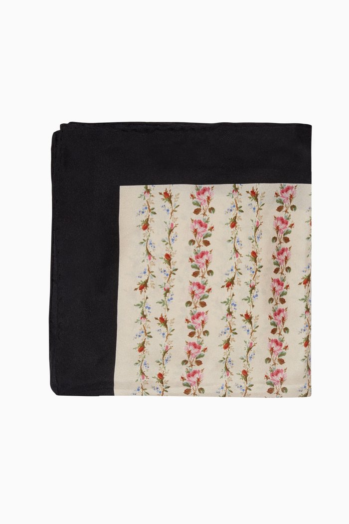 

Ivory Rose Print Silk Scarf, Neutral