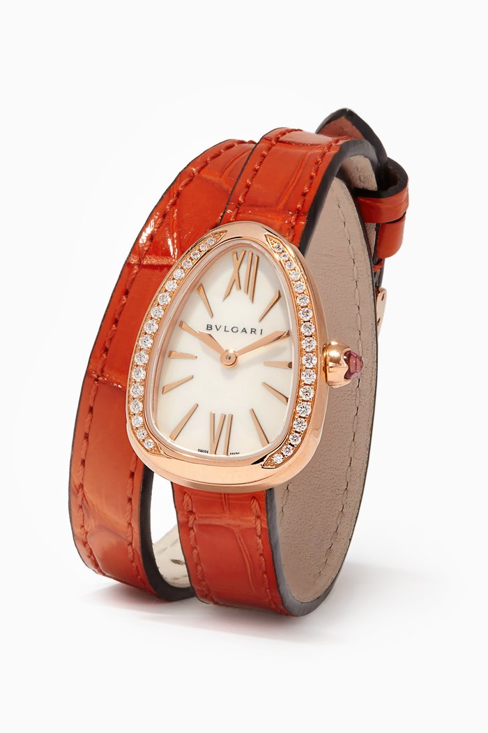 

Rose-Gold, Leather & Diamond Serpenti Watch