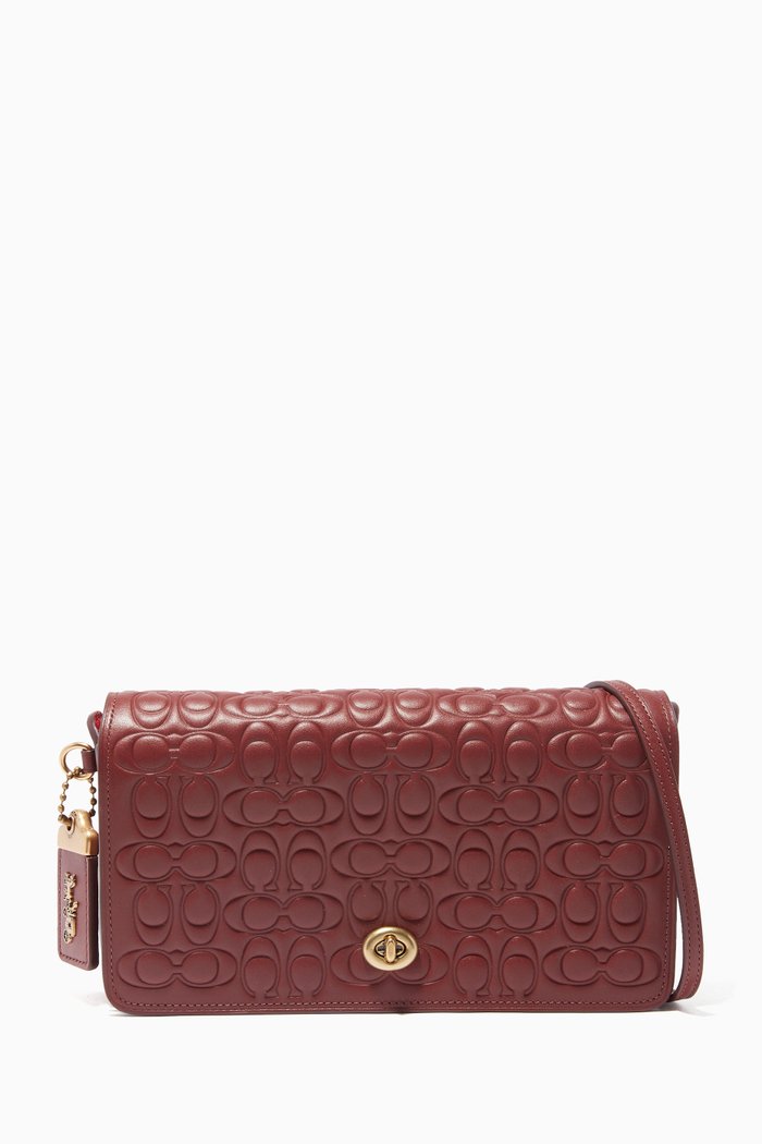Burgundy Embossed Dinky Shoulder Bag, Red