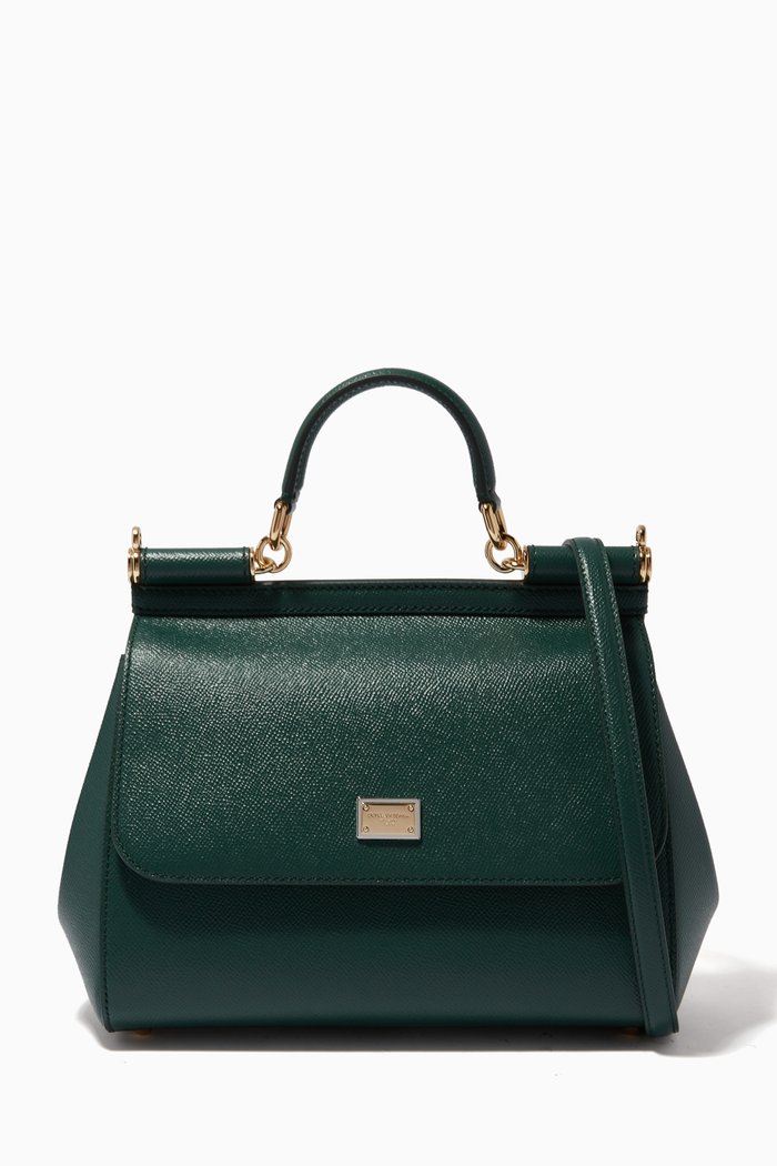 

Medium Sicily Bag in Dauphine Leather, Green