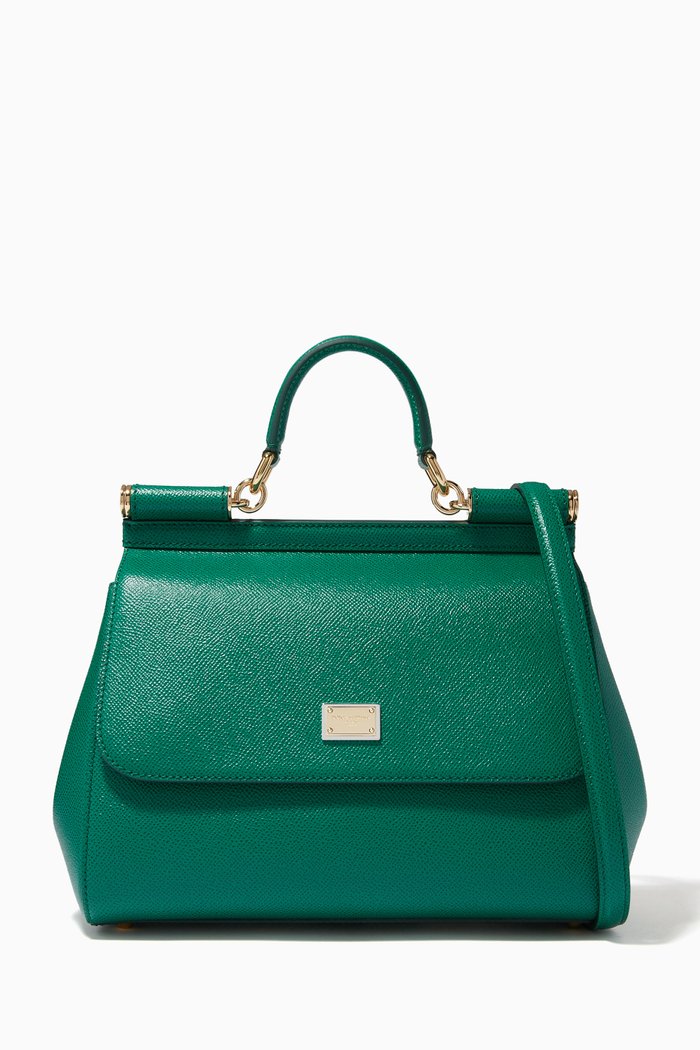 

Medium Sicily Bag in Dauphine Leather, Green