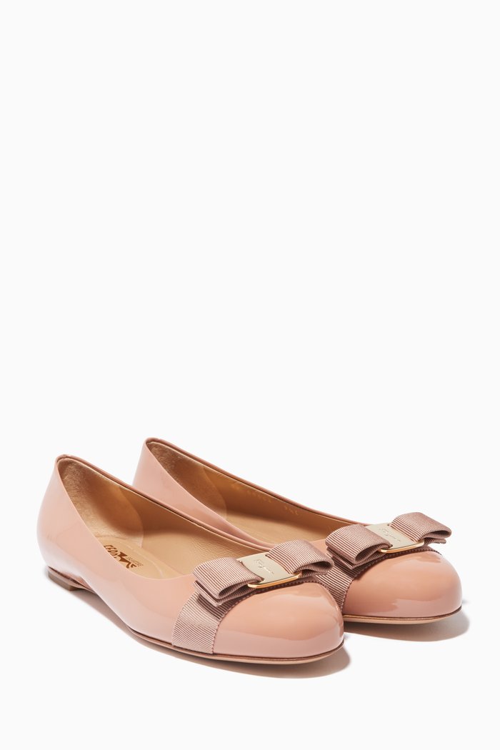 

Pink Bow-Embellished Patent Varina Ballerina Flats