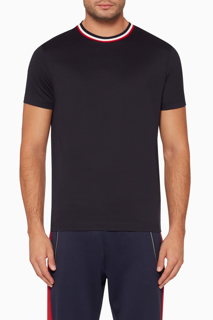 

Contrast Crewneck Cotton T-Shirt, Blue