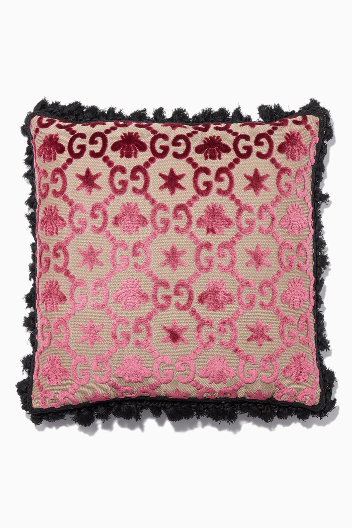 

Red GG Jacquard Cushion, Multicolour