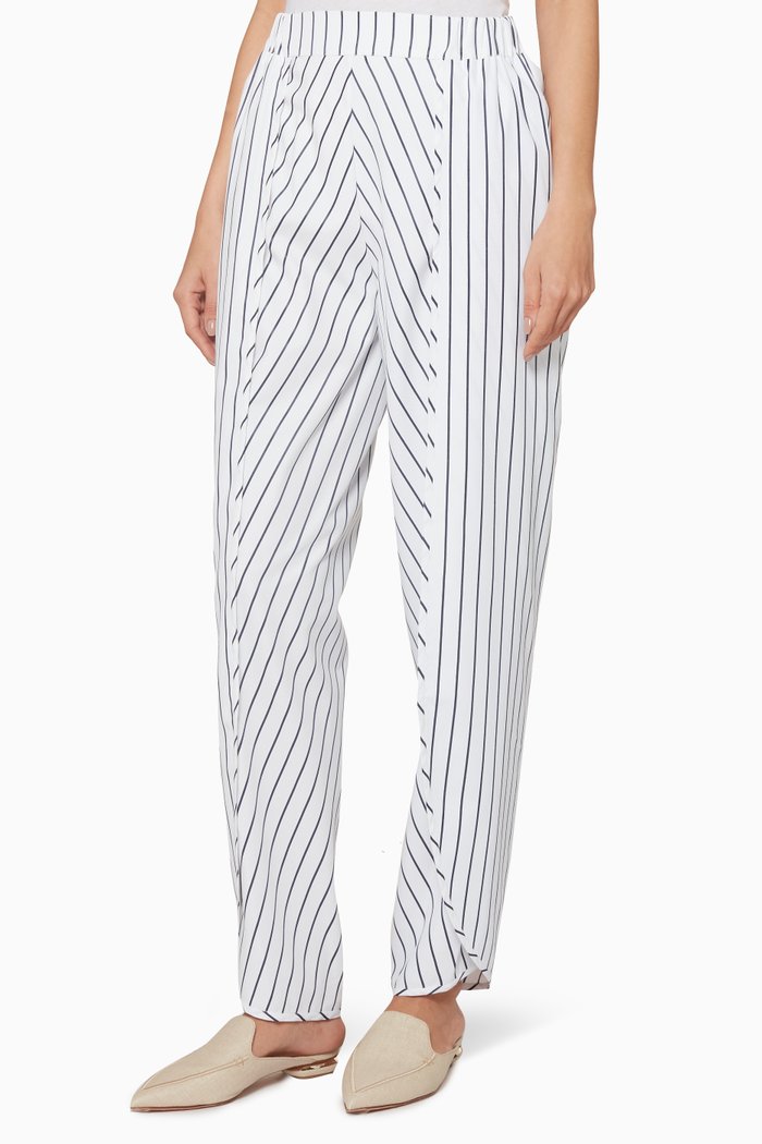 

White Striped Drawstring Tulip Pants