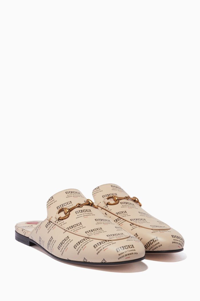 

Beige Stamp Leather Princetown Loafers, Neutral